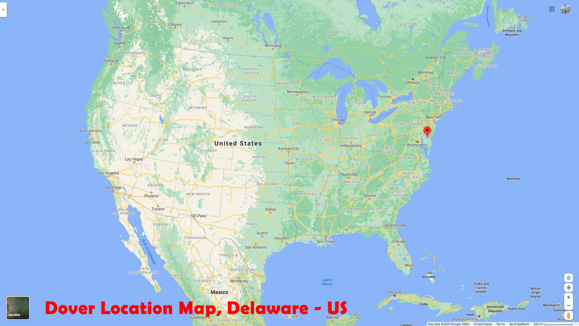 Dover Location Map Delaware US